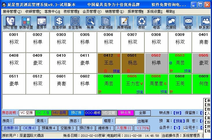 威海酒店客房管理系统 - 广州奥狐软件科技有限