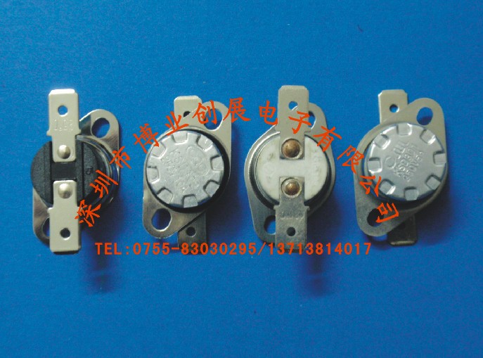 产品名称:突跳式温控开关 品牌:博创 型号:KSD301/KSD302/KSD303/KSD305 本体材料:电木、陶瓷 开关类型:常闭/常开 工作电压:110V、250V、400V(V) 过载电流:5A、10A、15A、20A、40A、60A 动作温度:0度到300度() 寿命:50000(次) 产品认证:CCEE认证、CQC认证、美国UL认证、德国VDE认证、欧共体CE认证 产品特点、用途及工作原理 本公司专业生产各种系列双金属型热保护器、温控器、温度开关及RH低熔点合金型热熔断器,产品采用各种进口材
